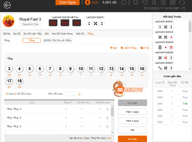 Giao diện xổ số fast 3